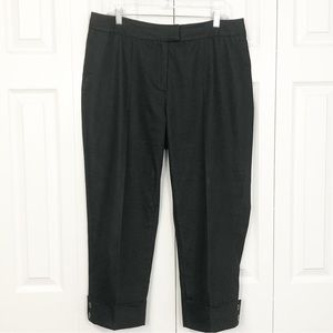 Madison Hill Black Mid-Rise Button Cuffed Crop Trouser Pants 14